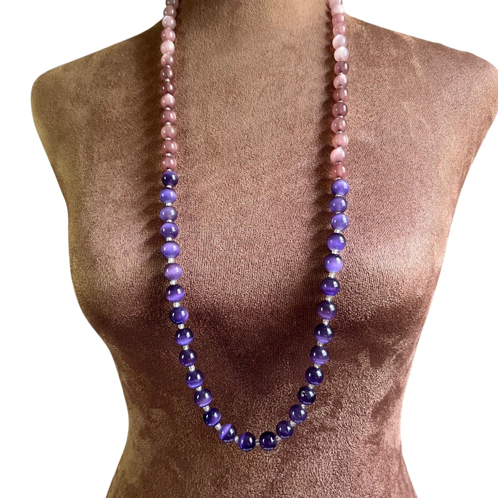 Banana Republic Ombre‎ Purple Pink Beaded Long Necklace 30" Whimsigothic